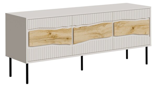 TV-állvány Monevare 103, Közepes sűrűségű farostlemez, Laminált forgácslap, 62x144x40cm, Wotan tölgy, Kasmír