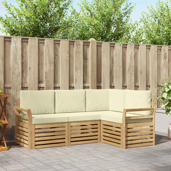 VidaXL Ülőgarnitúrák 4 pcs Fehér és Krém színű 190 x 130,5 x 73 cm