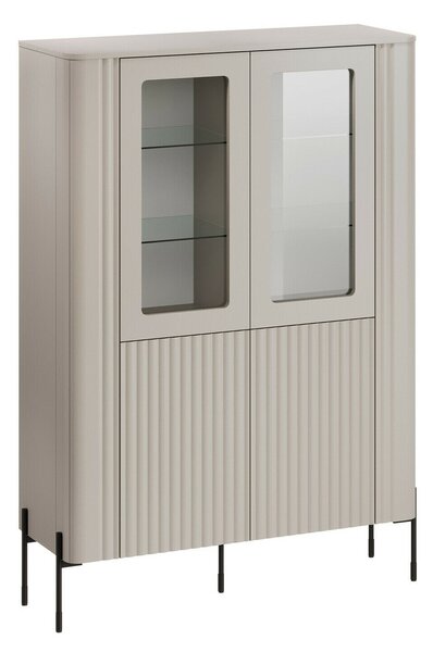 Könyvespolc Nobilitas, Zárt, Ajtókkal, Közepes sűrűségű farostlemez, Laminált forgácslap, Edzett üveg, 160x110x40cm, Kasmír