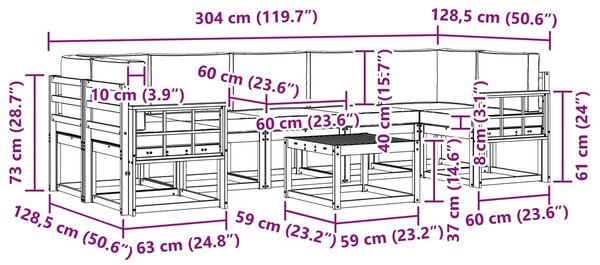 VidaXL Kültéri kanapé szett 6 pcs
