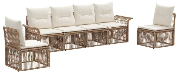 VidaXL Kerti Kanapé Szett 6 pcs Bézs polirattan