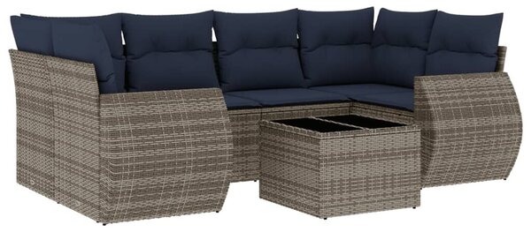 VidaXL 7 db szürke polyrattan kerti kanapégarnitúra párnákkal