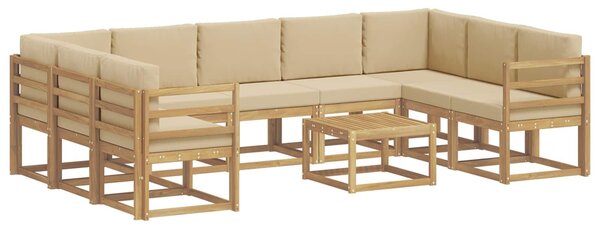 VidaXL Kültéri kanapé szett 10 pcs Fehér és Bézs 59 x 59 x 37 cm