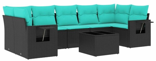 VidaXL 8 db fekete polyrattan kerti kanapégarnitúra párnákkal