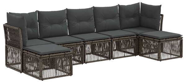 VidaXL Kerti Kanapé Szett 7 pcs Szürke polirattan