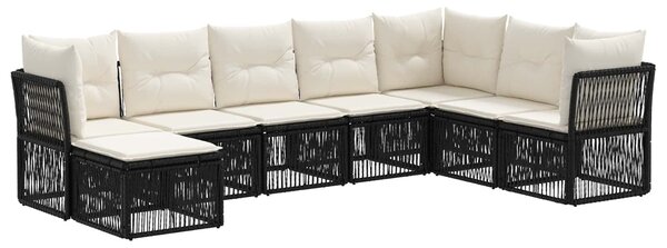 VidaXL Kerti Kanapé Szett 8 pcs Fekete polirattan