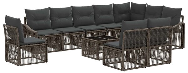 VidaXL Kerti Kanapé Szett 11 pcs Szürke polirattan