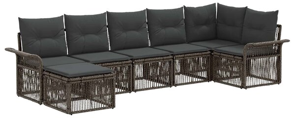 VidaXL Kerti Kanapé Szett 7 pcs Szürke polirattan