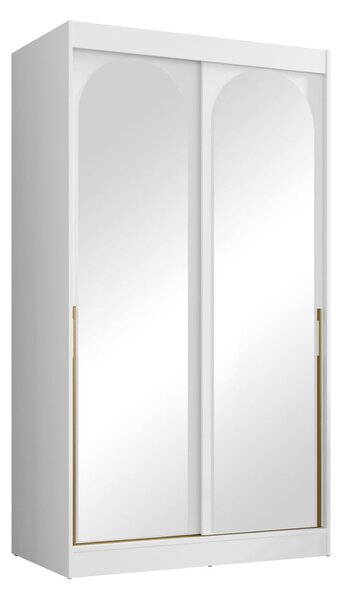 Gardróbszekrény Toledo 130, Laminált forgácslap, 216x120x65cm, Aranysárga, Fehér
