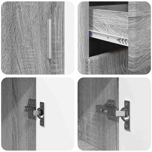 VidaXL Széf FLORIN 88,5 x 30,5 x 73 cm Szürke Sonoma Szerelt Fa