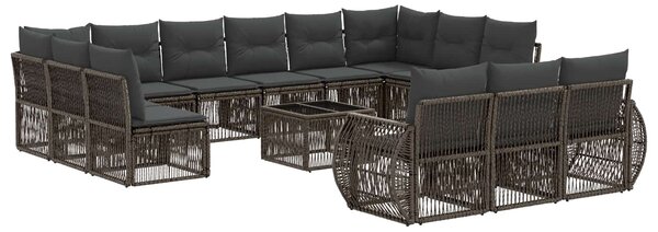 VidaXL Kerti Kanapé Szett 14 pcs Szürke és sötétszürke polirattan