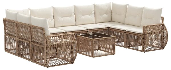VidaXL Kerti Kanapé Szett 10 pcs Beige és Krémszínű polirattan
