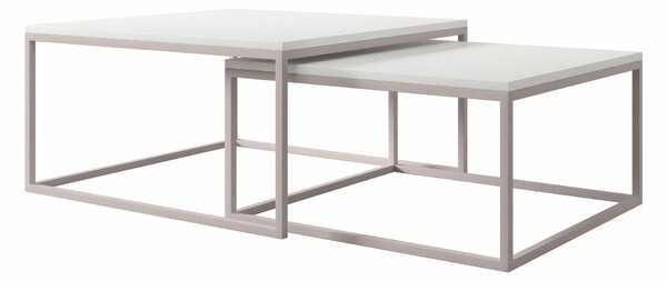 Dohányzóasztal szett Oswego 133, Fém, 39x76cm, Fehér, Kasmír