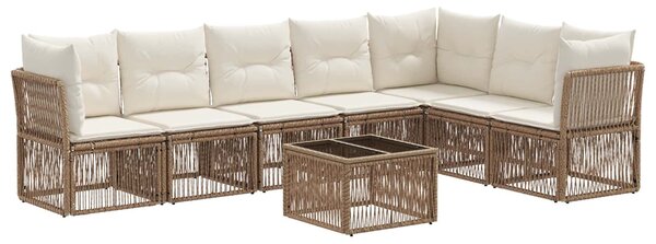 VidaXL Kerti Kanapé Szett 8 pcs Bézs polirattan