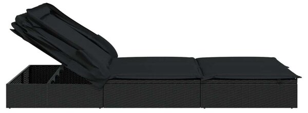 VidaXL Kert Napozóágy - 2 Személyes - Fekete - 213x118x97cm