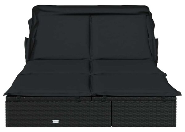 VidaXL Kert Napozóágy - 2 Személyes - Fekete - 213x118x97cm
