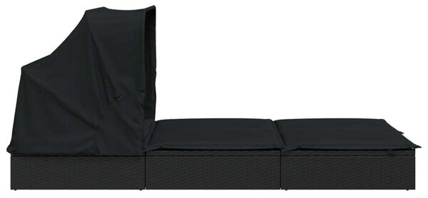 VidaXL Kert Napozóágy - 2 Személyes - Fekete - 213x118x97cm