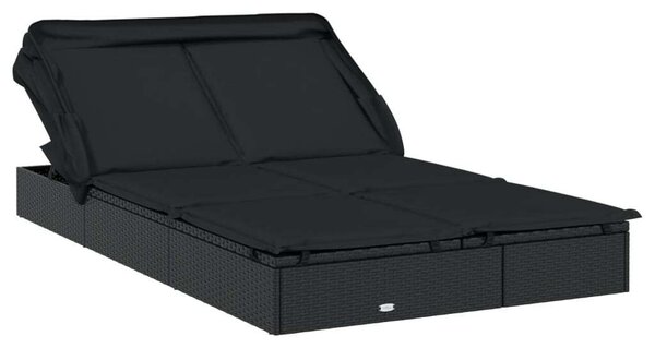 VidaXL Kert Napozóágy - 2 Személyes - Fekete - 213x118x97cm