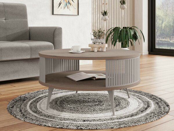 Dohányzóasztal Vitum VI, Fém, Laminált forgácslap, 44cm, Világos fa, Kasmír