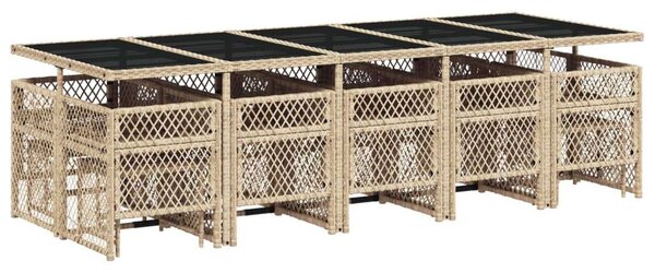 VidaXL Polyrattan Kerti Étkezőgarnitúra - 15 részes - Bézs