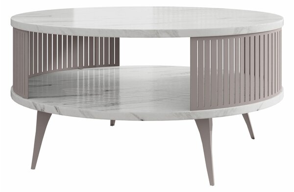 Dohányzóasztal Vitum VI, Fém, Laminált forgácslap, 44cm, Fehér márvány, Kasmír
