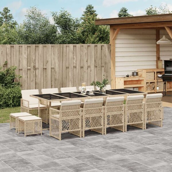 VidaXL Polyrattan Kerti Étkezőgarnitúra - 15 részes - Bézs
