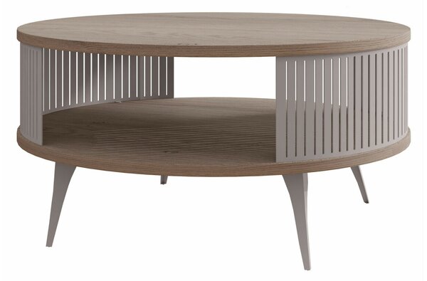 Dohányzóasztal Vitum VI, Fém, Laminált forgácslap, 44cm, Világos fa, Kasmír
