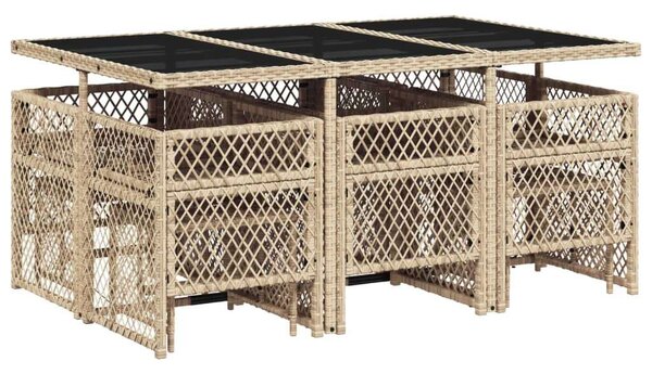 VidaXL Polyrattan Kerti Étkezőgarnitúra - 11 részes, Bézs