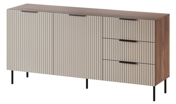 Komód Mardalu 100, Közepes sűrűségű farostlemez, Laminált forgácslap, 76x156x42cm, Kasmír, Dió