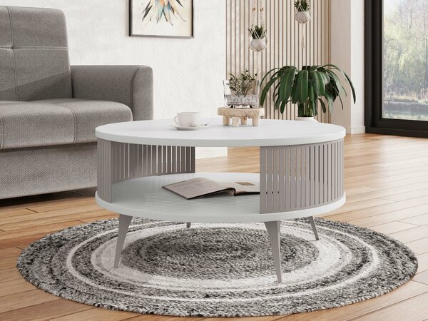 Dohányzóasztal Vitum VI, Fém, Laminált forgácslap, 44cm, Fehér, Kasmír