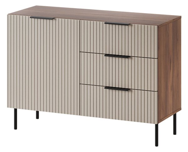 Komód Mardalu 101, Közepes sűrűségű farostlemez, Laminált forgácslap, 76x105x42cm, Dió, Kasmír