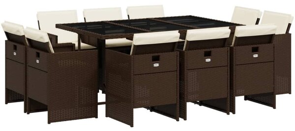 VidaXL 11 részes barna polyrattan kerti ülőgarnitúra párnákkal