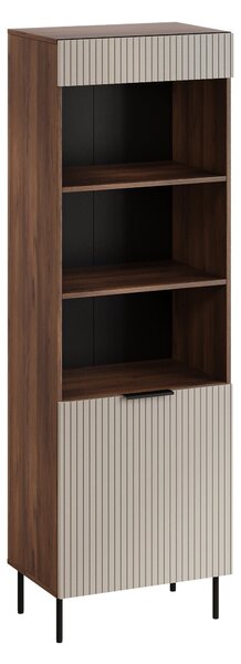 Könyvespolc Mardalu 102, Ajtókkal, Nyitott, Közepes sűrűségű farostlemez, Laminált forgácslap, 185x60x42cm, Kasmír, Dió