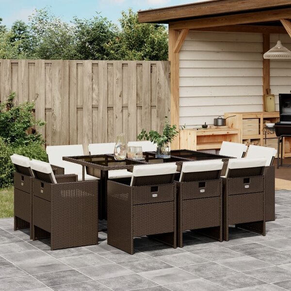 VidaXL 11 részes barna polyrattan kerti ülőgarnitúra párnákkal