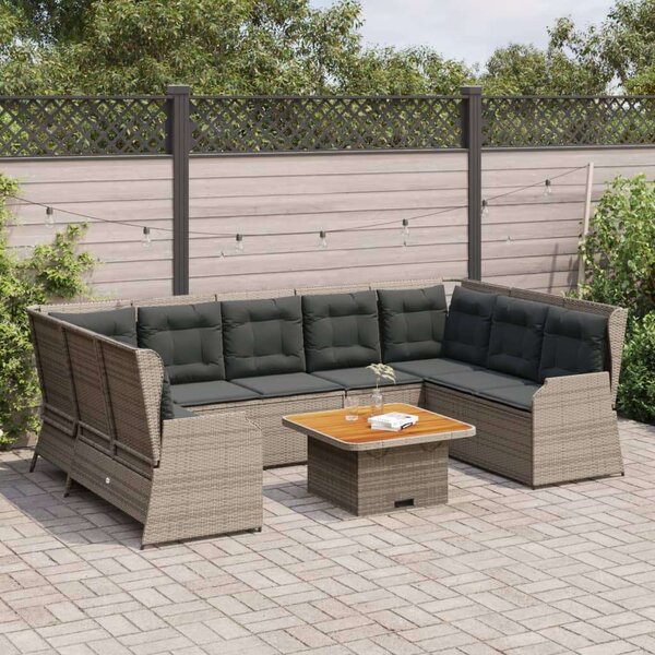 VidaXL 7 részes szürke polyrattan kerti ülőgarnitúra párnákkal