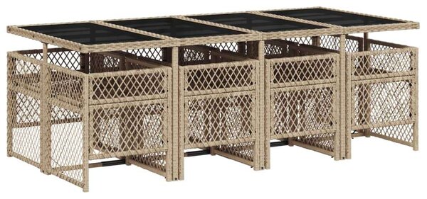 VidaXL Polyrattan Kerti Étkezőgarnitúra - 9 részes - Bézs