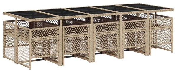 VidaXL Polyrattan Kerti Étkezőgarnitúra - 11 részes - Bézs