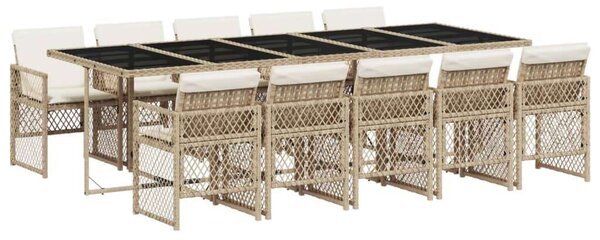 VidaXL Polyrattan Kerti Étkezőgarnitúra - 11 részes - Bézs