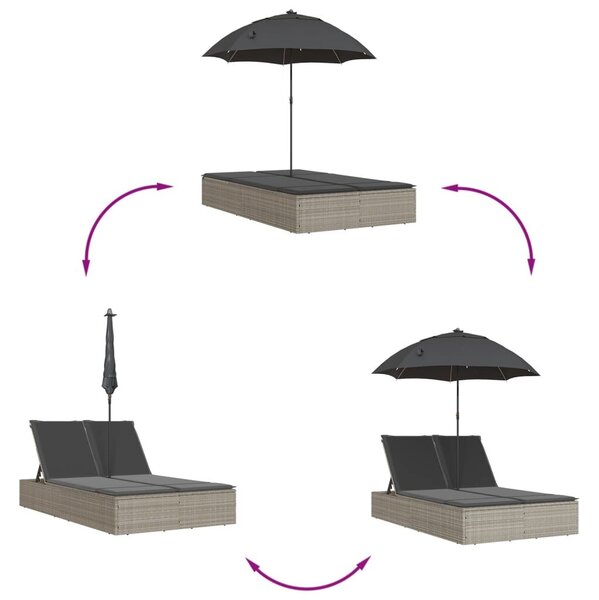 VidaXL Dupla Napozóágy - Polyrattan - 200x164 cm