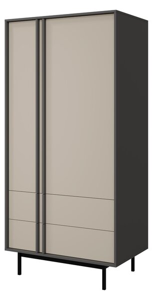 Gardróbszekrény Levali 100, Laminált forgácslap, 195x93x60cm, Antracit, Bézs