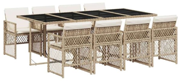 VidaXL Polyrattan Kerti Étkezőgarnitúra - 9 részes - Bézs