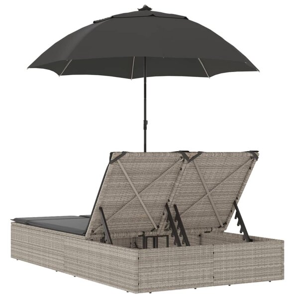 VidaXL Dupla Napozóágy - Polyrattan - 200x164 cm