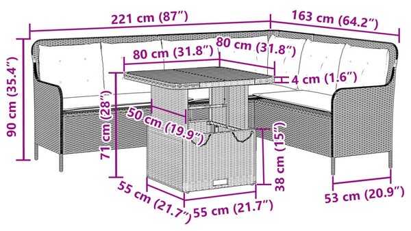 VidaXL 2 részes szürke polyrattan kerti kanapészett párnákkal