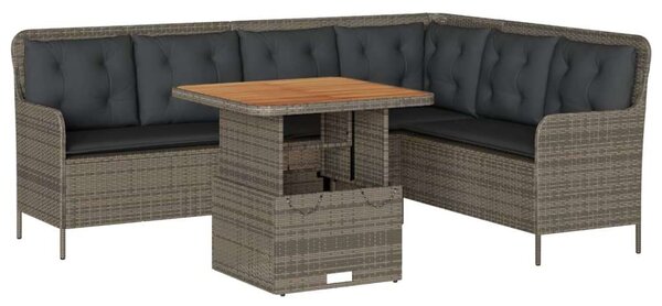 VidaXL 2 részes szürke polyrattan kerti kanapészett párnákkal
