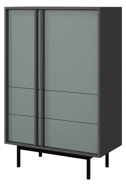 Komód Levali 104, Laminált forgácslap, 127x83x43cm, Poros zöld, Antracit