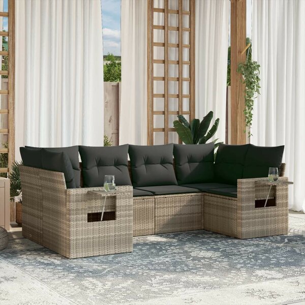 VidaXL Polyrattan Kerti Ülőgarnitúra - 6 részes - Világosszürke