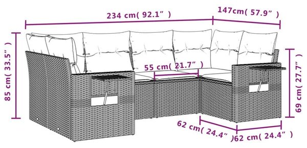 VidaXL Polyrattan Kerti Ülőgarnitúra - 6 részes - Világosszürke