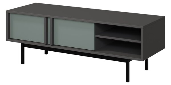 TV-állvány Levali 109, Laminált forgácslap, 43x123x43cm, Poros zöld, Antracit