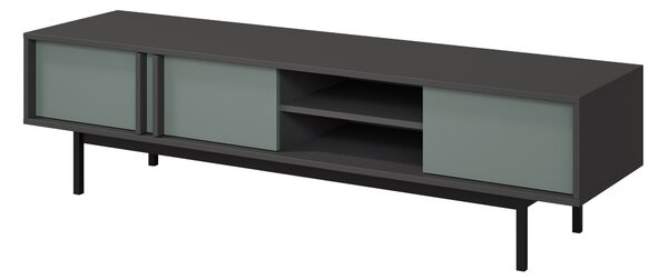 TV-állvány Levali 108, Laminált forgácslap, 43x163x43cm, Antracit, Poros zöld