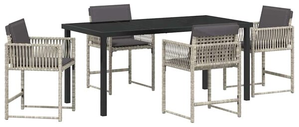 VidaXL Kert étkező szett 5 pcs Világosszürke polirattan
